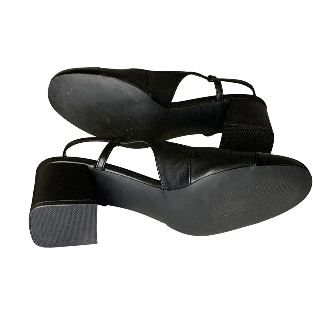 Madden Girl Kllty Black Block Heel Slingback Pumps Cap Toe Women's Size‎ 9M
